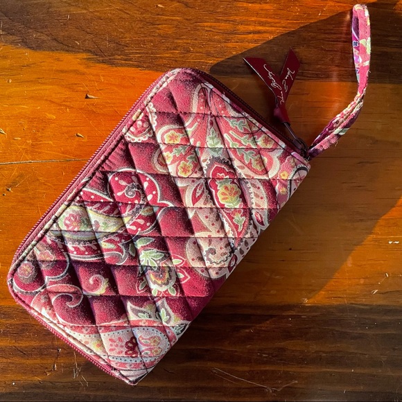 Vera Bradley Handbags - Vera Bradley Deep Raspberry Paisley Travel Wallet Wristlet